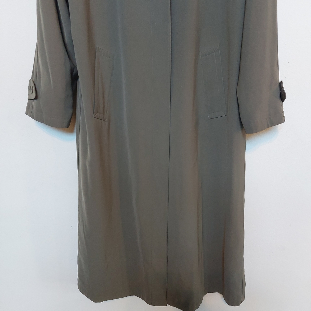 Anne Kline Olive Green Trench Coat Size 8 - Picture 10 of 16